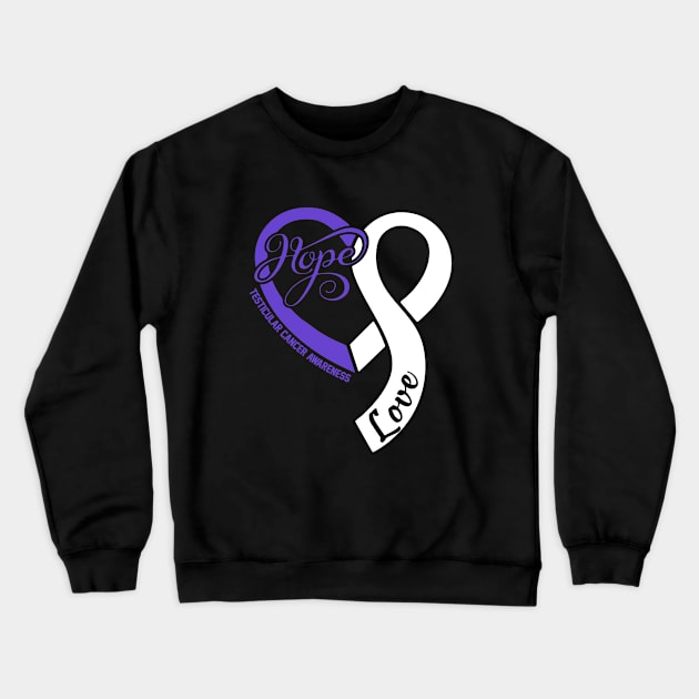 Testicular Cancer Awareness Hope Love Heart Ribbon Happy Valentines Day- Love Shouldn't Hurt Stop Crewneck Sweatshirt by DAN LE